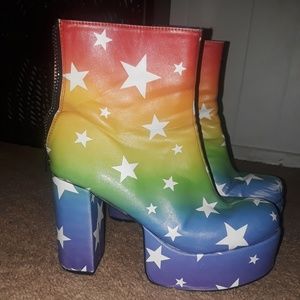 Rainbow star heeled boots